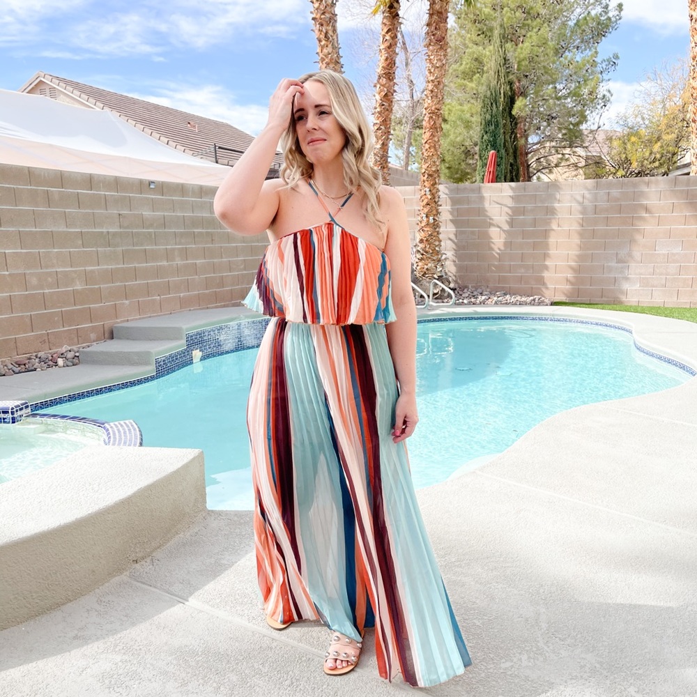multi stripe crop top and maxi skirt set - Picture 10 of 15